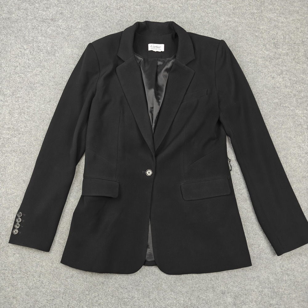 Cartier Uniformes Blazer Womens 38 Black One Button Lined Jacket Office Workwear